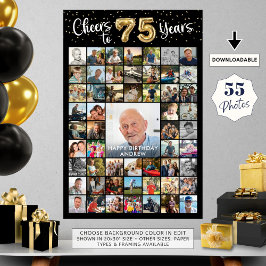 75. Geburtstag 55 Foto Collage Cheers to 75 Years Poster