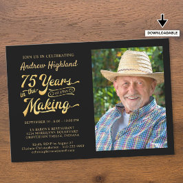 75. Geburtstag 75 JAHRE IM MAKING Black Gold Einladung