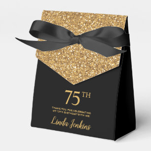 75. Geburtstag Black Gold Glitzer Vielen Dank Geschenkschachtel