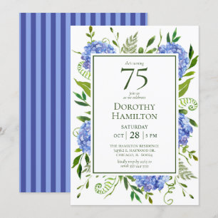 75. Geburtstag Blue Hydrangeas Einladung