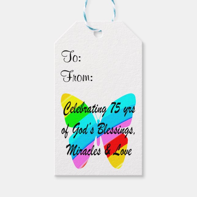 75. GEBURTSTAG BUTTERFLY PERSONALISIERTES DESIGN GESCHENKANHÄNGER (Vorderseite)