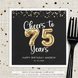 75. Geburtstag Cheers to 75 Years Black Gold Serviette