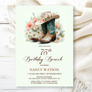 75. Geburtstag Cowgirl Boots Birthday Brunch Einladung