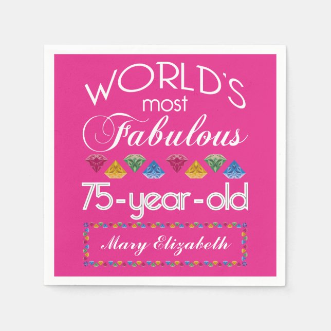 75. Geburtstag Die prächtigsten farbenfrohen Edels Serviette (Vorderseite)