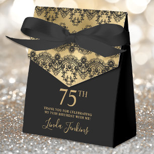 75. Geburtstag Elegante goldene Spitze Dankeschön Geschenkschachtel