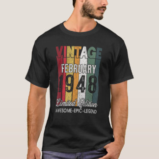 75. Geburtstag Februar 1948 75 Jahre alt T-Shirt