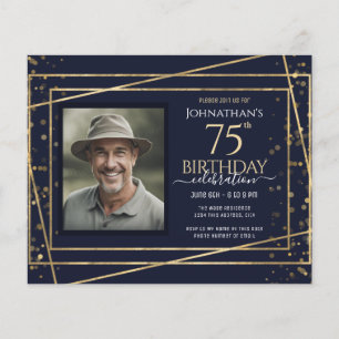 75. Geburtstag Foto Blue Gold Paper Sheet