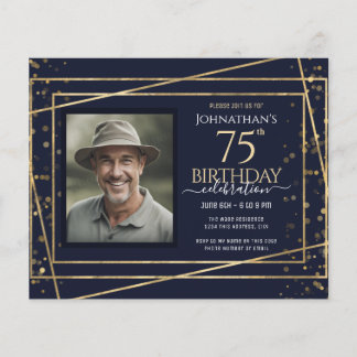 75. Geburtstag Foto Blue Gold Paper Sheet