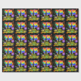 75. Geburtstag: Fun Fireworks, Rainbow Look # "75" Geschenkpapier