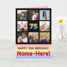 75. Geburtstag: Fun Rainbow #, Custom Fotos + Name