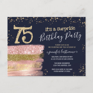 75. Geburtstag Glitter-Kuchen Überraschungsparty P Postkarte