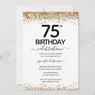 75. Geburtstag Glitzer Einladung