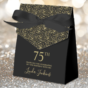 75. Geburtstag Gold Glitter Rosen Dankeschön Geschenkschachtel