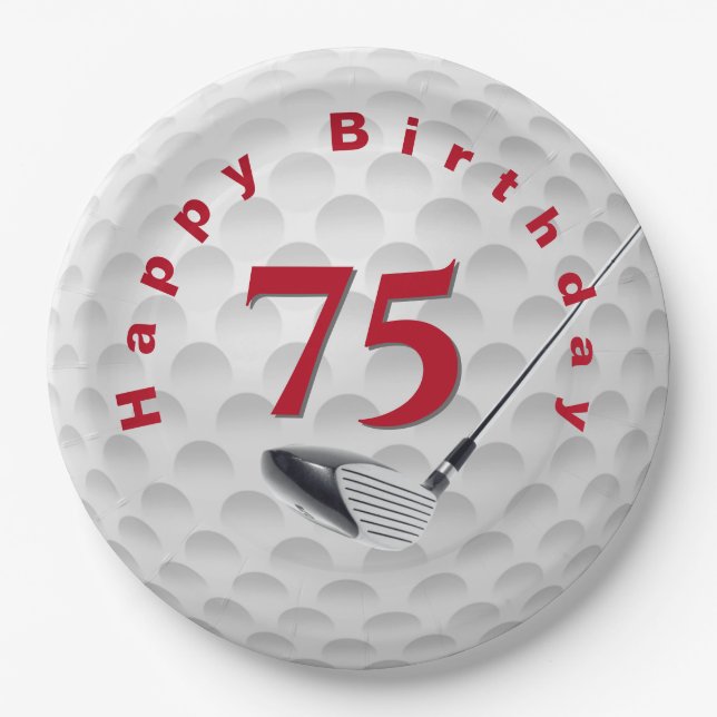 75. Geburtstag Golf Ball Design Paper Plate Pappteller (Vorderseite)