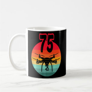 75. Geburtstag I Retro Remote Kontrolle Drohnen mi Kaffeetasse