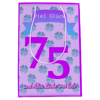 75. Geburtstag im deutschen Geschenkbeutel Mittlere Geschenktüte