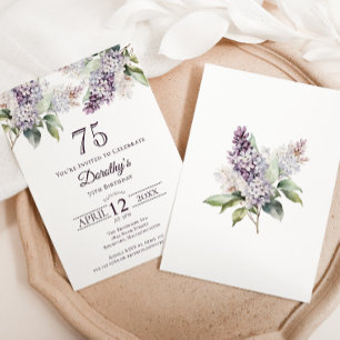 75. Geburtstag Lila Spring Lilac Blume Einladung