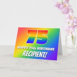 75. Geburtstag: mehrfarbiges Regenbogenmuster # 75 Karte