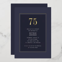 75. Geburtstag Minimal Elegant Dunkle Goldene Rahm