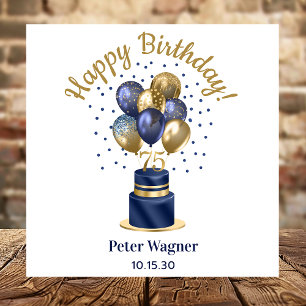 75. Geburtstag Navy-Blauer Ballon-Torte Serviette