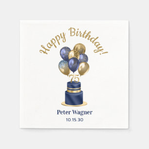 75. Geburtstag Navy Blue Balloon Cake Serviette