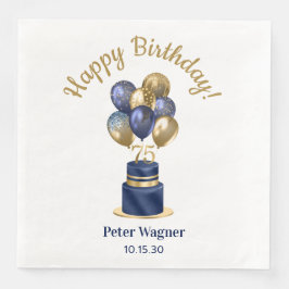 75. Geburtstag Navy Blue Balloon Cake Serviette