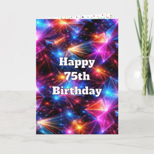 75. Geburtstag Neon-Polygon-Abstrakt Karte