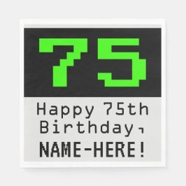 75. Geburtstag - Nerdy / Geeky Style "75" & Name Serviette