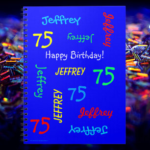 75. Geburtstag Party Blue Gast Book, Wiederholung Notizblock