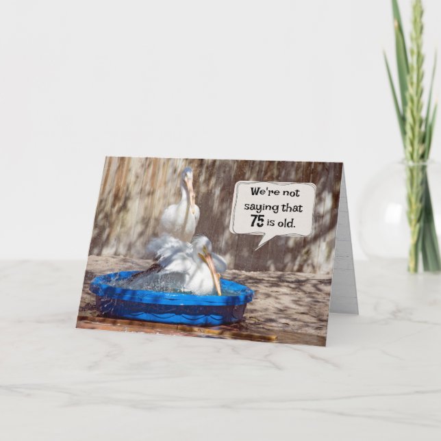 75. Geburtstag Pelikane Spaß Karte (Vorderseite)