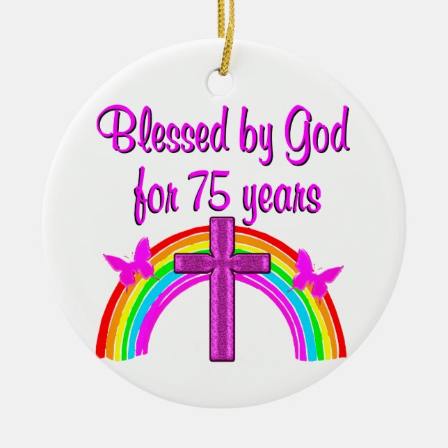 75. GEBURTSTAG PRAYER PERSONALISIERTES DESIGN KERAMIK ORNAMENT (Vorne)