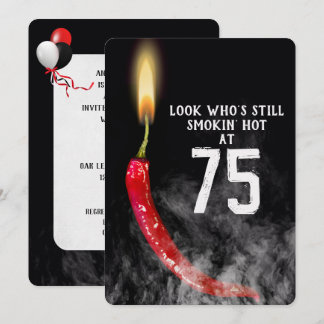 75. Geburtstag Red Hot Pepper Candle Einladung