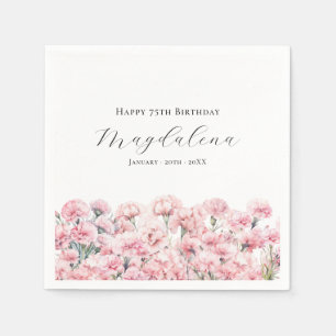 75. Geburtstag Rosa Nelke Januar Geburtsblume Serviette