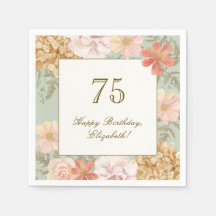 75. Geburtstag Serviette Herbstfarben Floral Sage