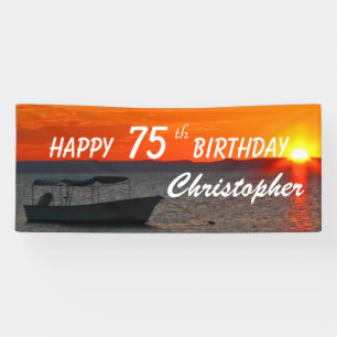 75. Geburtstag Sign Fishing Boat bei Sunset Banner