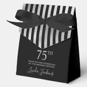 75. Geburtstag Silber gestreift Danke  Geschenkschachtel