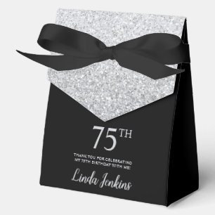 75. Geburtstag Silber Glitter Danke Geschenkschachtel