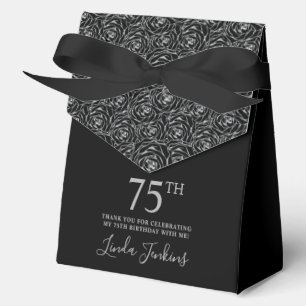 75. Geburtstag Silber Glitter Rosen Danke Geschenkschachtel