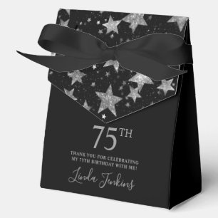 75. Geburtstag Silber Sterne Danke  Geschenkschachtel