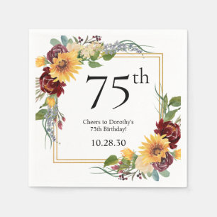 75. Geburtstag Sonnenblumen Serviette