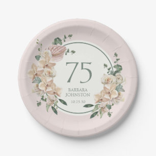 75. Geburtstag tropische Flora Pappteller