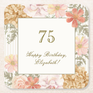 75. Geburtstag Untersetzer Herbstfarben Blumenstre