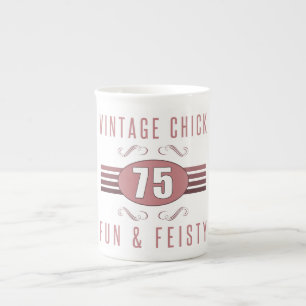 75. Geburtstag Vintage Chick Prozellantasse