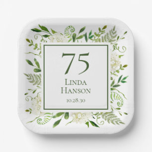 75. Geburtstag Weißer Hydrangeas Pappteller