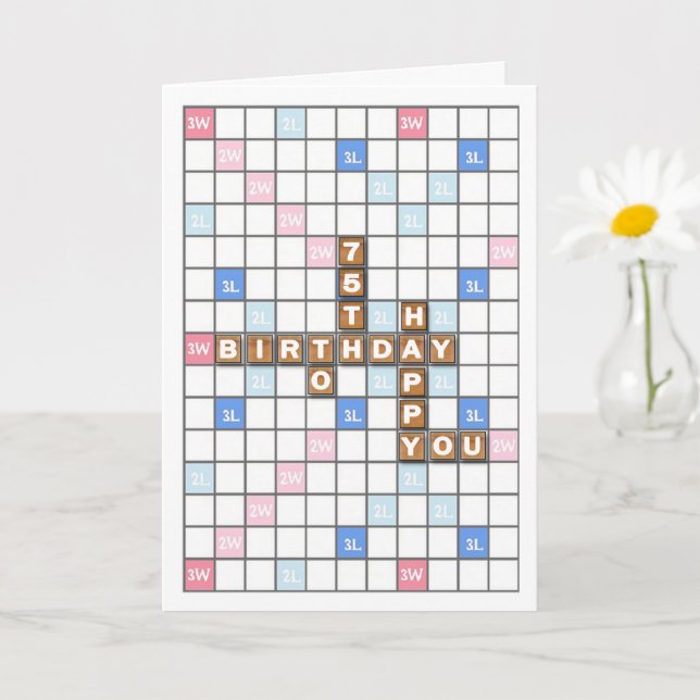 75. Geburtstag, Word Game Board Karte (Kleine Pflanze)