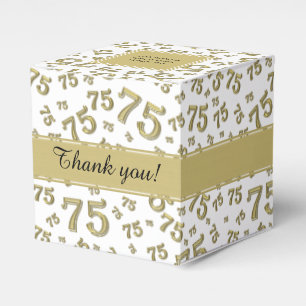 75. Geburtstags-Gold/weißes Collagenmuster Geschenkschachtel