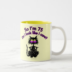 75. Geburtstags-Katzen-Geschenke Zweifarbige Tasse