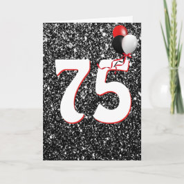 75. Geburtstagsballons auf der Black Glitzer Card Karte