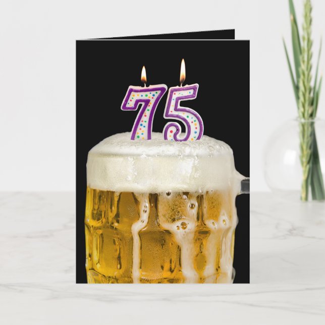 75. Geburtstagsbär auf schwarz Karte (Vorderseite)