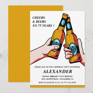 75. Geburtstagseinladungen Cheers Beers Men Vintag Einladung